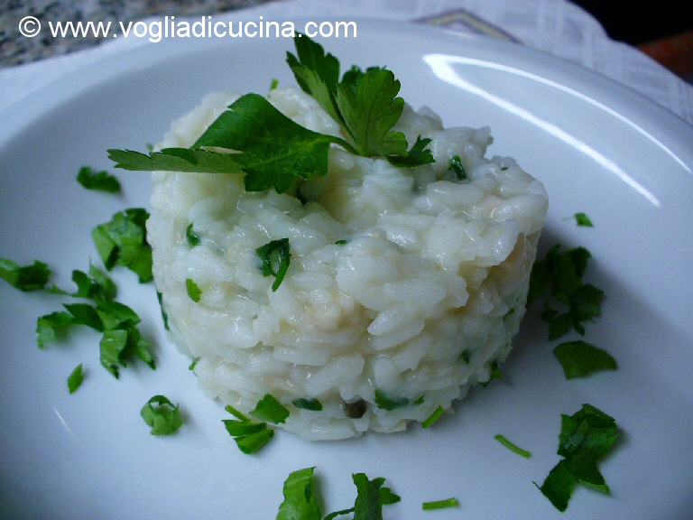 Light risotto with perch and green pepper