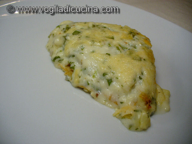 Zucchini and ricotta crepes with herb béchamel