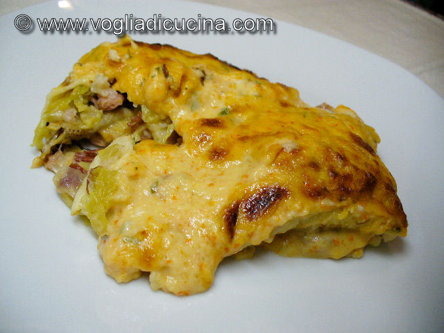 Cabbage and bacon pancakes with sauce red pepper cream