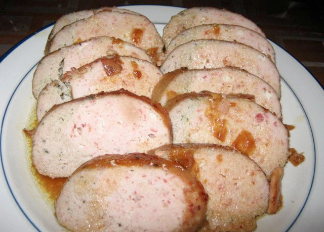 Veal meatloaf with raw ham and