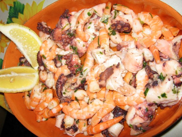 Octopus and shrimp salad