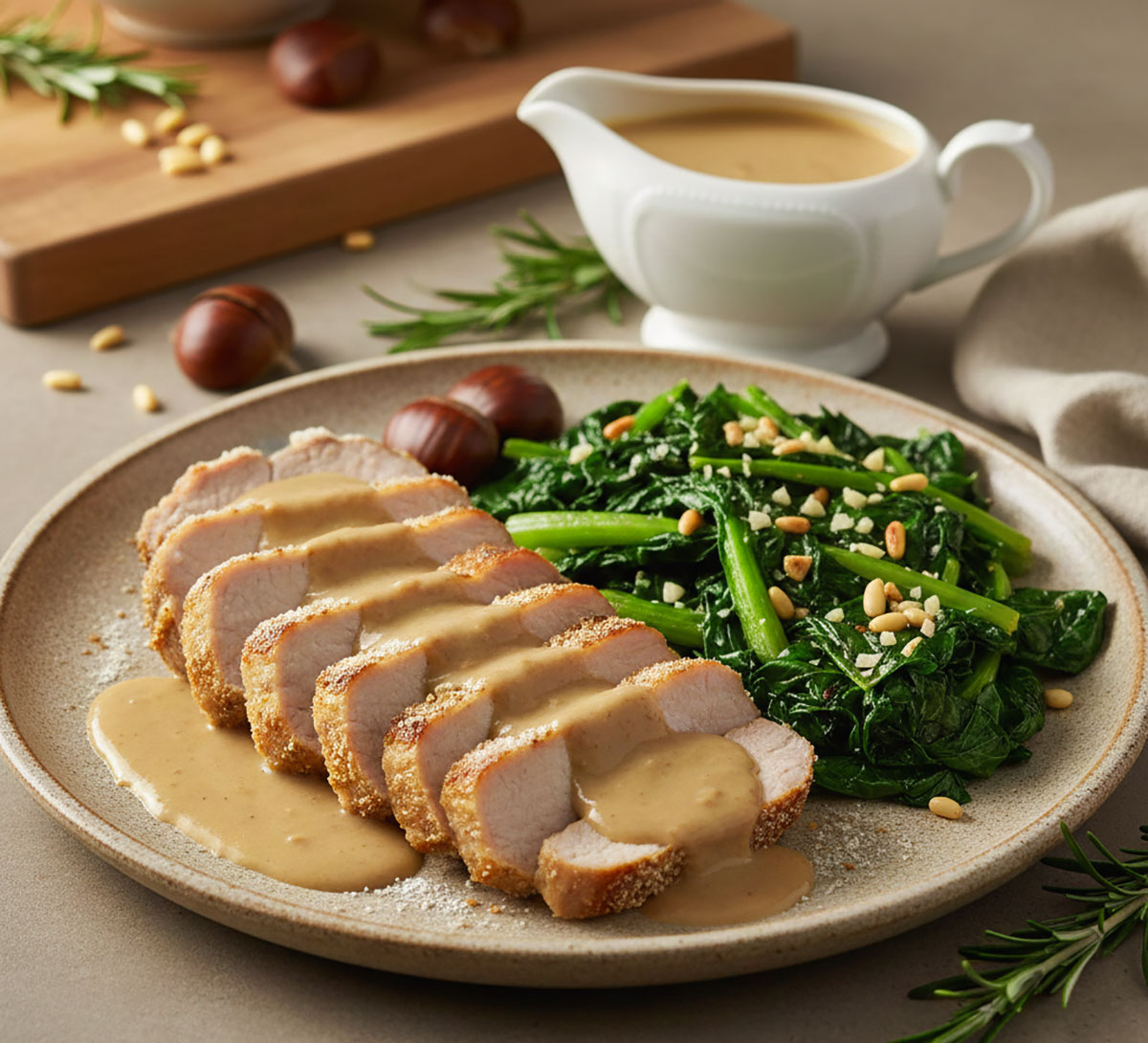 Lonza con crema di castagne